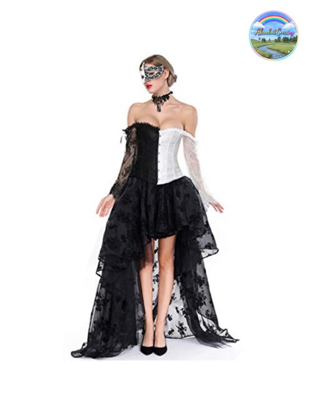 Steampunk Victorian Corset High Low Skirt Off Shoulder Cosplay Costume